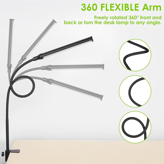 ShineTech LED Desk Lamp with Clamp, Clip On Desk Lamp - Image 7