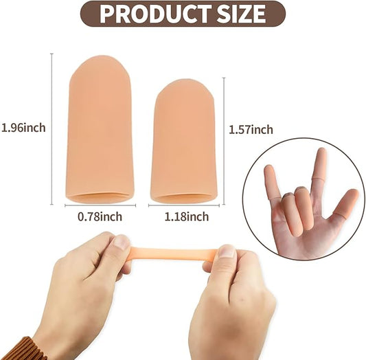 20PCS Silicone Finger Sleeve Thumb Guard, Finger Condom for Wounds Hand Eczema, Finger Arthritis, Thumb Bandage Injury Prevention Gloves Thumb Glove Protector 2 Sizes Gel Finger Support Cots(Nude)