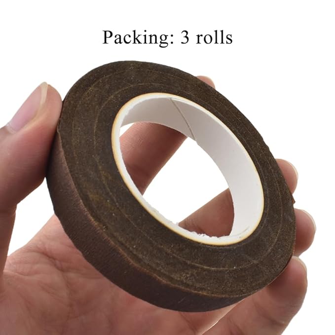 HAHIYO Brown 3Rolls 0.5Inch Wide Floral Tape - 270Feet/90Yard Total Paper Waterproof Florist Stem Wrap Tape Decorative Tape for Bouquet Stem Wrapping Corsages Flower Arranging Floral Craft