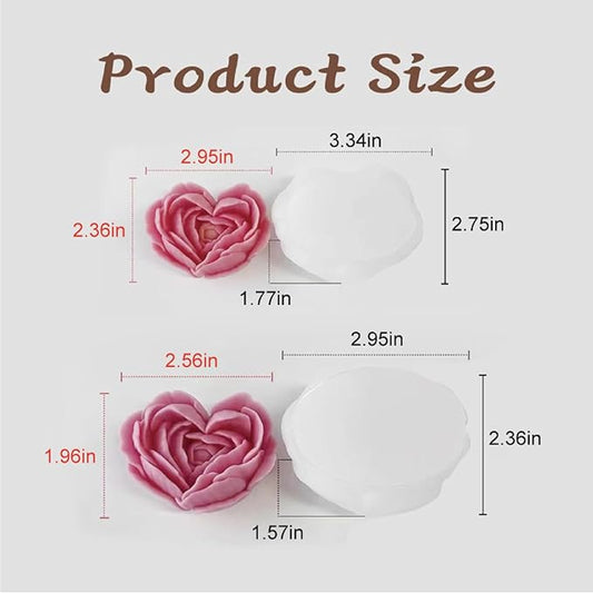 2Pack Heart Candle Mold, Heart Rose Silicone Molds for Candles, Rose Candle Molds for Resin Soap Candle Clay Craft & Home Decor.