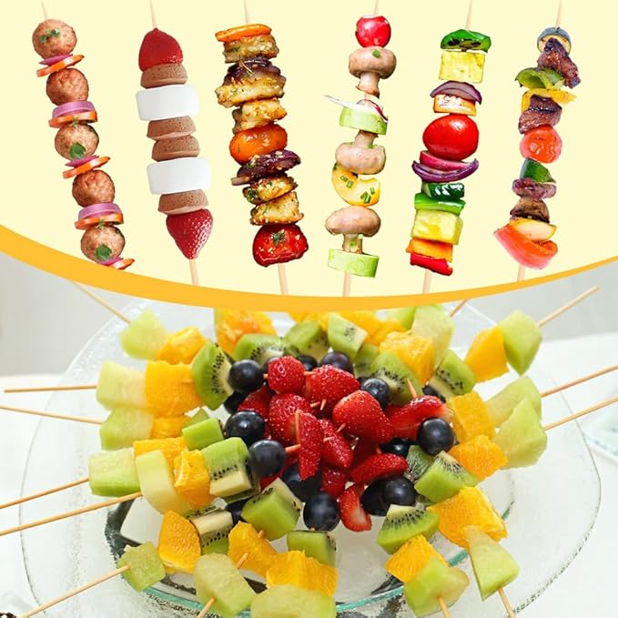 300 Pcs 16 inch Natural Bamboo Skewers, Φ=4mm, PEOUWNES Food Sticks for Appetiser, BBQ, Fruit,Cocktail, Grilling Kebabs, Bouquet, Chocolate Fountain, Corn Dog, Kitchen, Barbecue, Crafting and Party