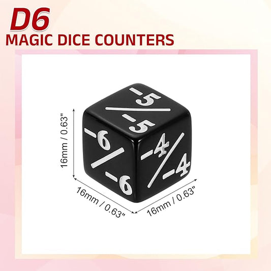 uxcell 24Pcs Magic Dice Counters, Acrylic D6 Life Token Dice Set with Pouch for Standard Cards Gaming Accessories, Black