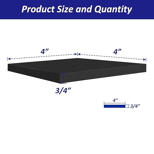 Foam Padding Sheets with Adhesive Backing - 3/4" Thick Self Stick Neoprene Insulation Foam,2PCS 3/4 Inch Thick X 4 Inch Long X 4 Inch Wide - Closed Cell Foam Sheet Square Pad