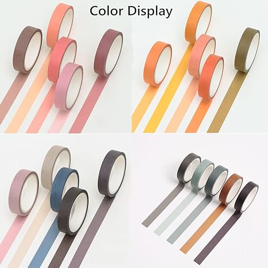 20 Rolls Washi Tape Set,10 mm x 5m Decorative Colored Masking Tapes for Scrapbooking, Bullet Journals, Junk Journal, Planners, DIY Crafts, Gift Wrapping
