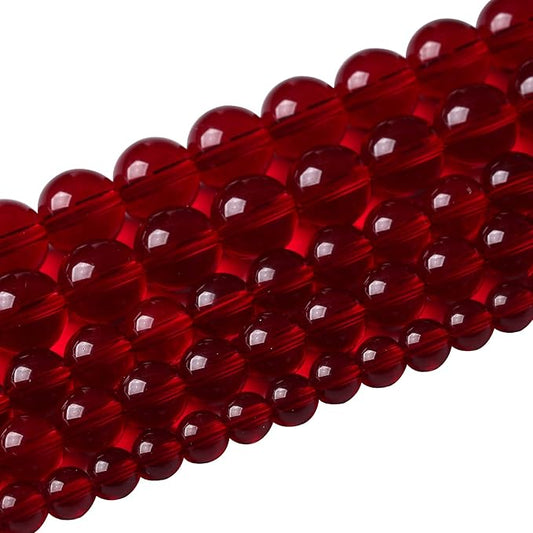 Smooth Garnet Red Glass Crystal Round Loose BeadsFor Jewelry Making DIY Bracelet Necklace Accessories 10mm 40pcs 15" Strand (Garnet Red Glass, 10mm)