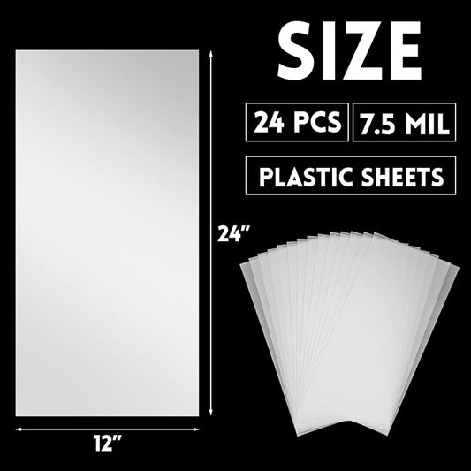 Frienda 24 Sheets Blank Stencil Plastic Making Sheet Milky Translucent Pet Template Stencil Material for DIY Crafts Gift(7.5 Mil, 12 x 24 Inch)