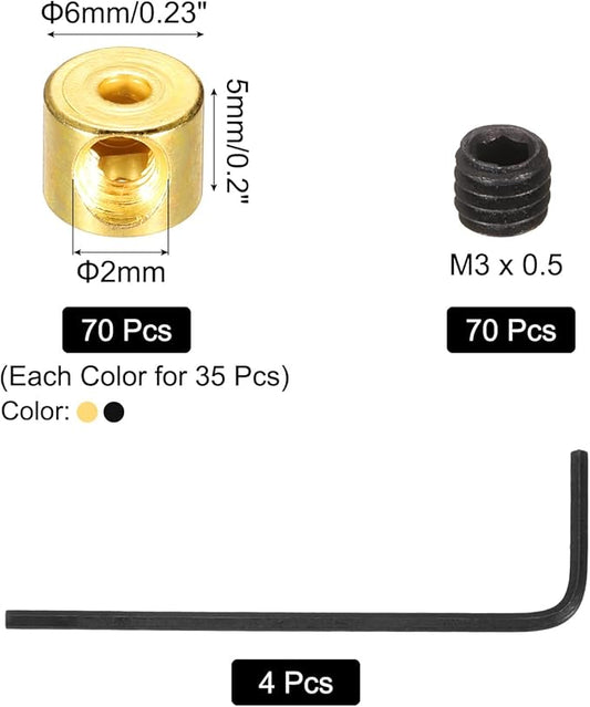MECCANIXITY 70 Pcs Metal Locking Pin Backs, Locking Pin Keepers Locking Clasp 5mm(H) with 4 Wrench Replacement in Storage Case for Badge, Brooch, Black, Gold Tone