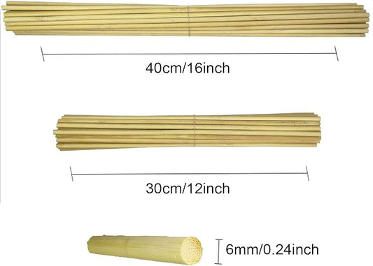12 Inch Long and 16 Inch Long Natural Blank Round Unfinished Bamboo Dowel Rods Craft Sticks Craft Projects,60 Pieces(0.24 Inch Diameter)