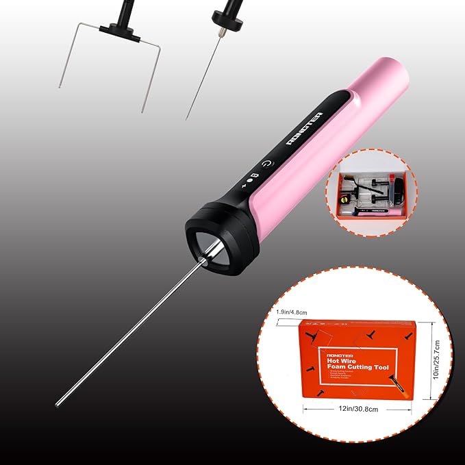 3 in 1 Hot Wire Foam Cutter Kit, Pink Foam Cutter Electric Foam Cutting Tool, Heated Foam Carving Knife Kit