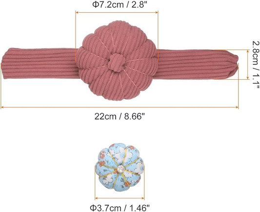 HARFINGTON Wrist Pin Cushions, Sewing Needle Pin Cushion Adjustable Strap with Elastic Strap Finger Ring Pincushions Fit All Wrist Sizes for Sewing Quilting Needlework DIY Crafts, Cameo/Blue
