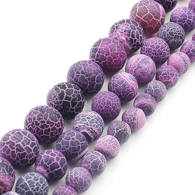 60pcs Natural Matte Purple Oxidized Gemstone Beads,6mm Frosted Round Loose - Image 7