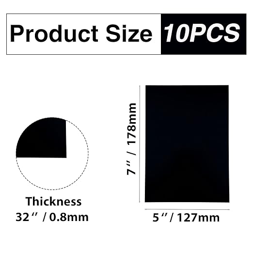 10Pcs Black Anodized Aluminum Sheet 5" x 7" x 1/32" (0.8mm) Corrosion-Resistant Metal Plates for Laser Engraving, DIY Crafting, Sign Making, Home Decor