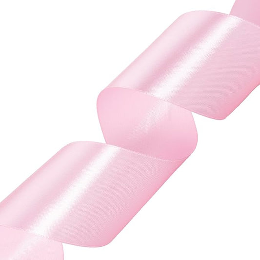 2 Inch Pink Solid Satin Ribbon, 50 Yards Craft Fabric Ribbon for Gift Wrapping Floral Bouquets Wedding Party Decoration
