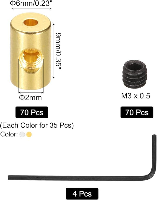 MECCANIXITY 70 Pcs Metal Locking Pin Backs, Locking Pin Keepers Clasp 9mm(H) with 4 Wrench Replacement in Storage Case for Badge, Brooch, Silver, Gold Tone