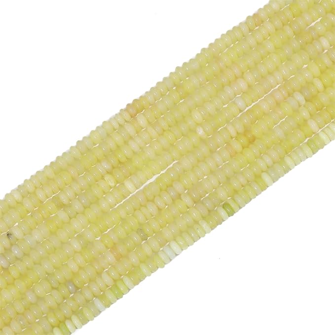 Natural Lemon Jade Disk Stone Beads 4x2mm 160pcs Rondelle Loose Semi Gemstone Beads for Jewelry Making Design