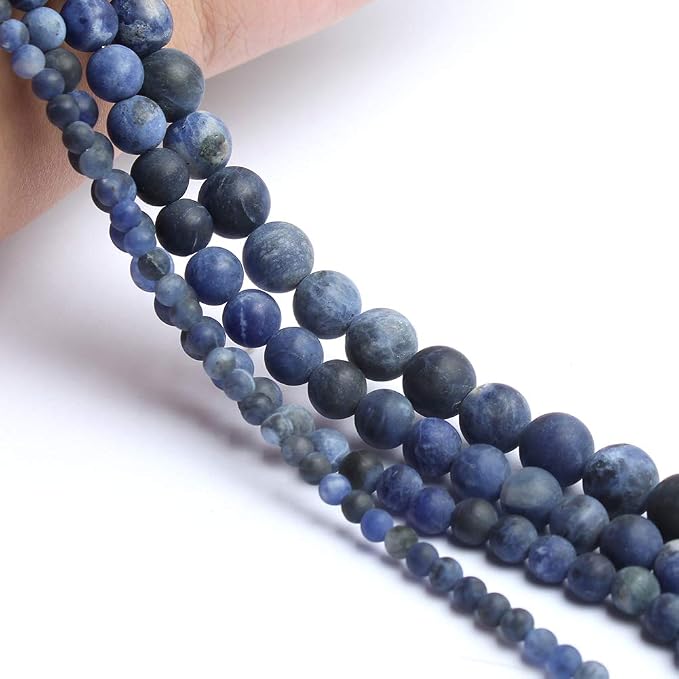 60pcs Natural Matte Olded Blue Sodalite Gemstone Beads,6mm Frosted Round Loose - Image 7