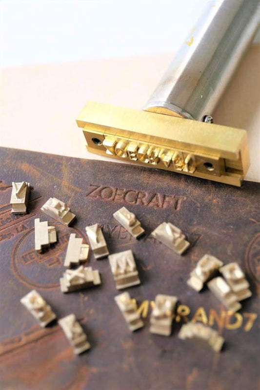 26 Interchangeable Alphabet & Number Mold Set with T-Slot Holder | Custom Brass Engraving Tools for Leather, Wood, Hot Foil Machines | DIY Symbol Dies, Stamping Imprint Templates (Set E)