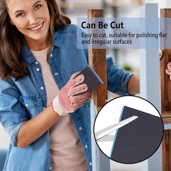 16 Pack 180 Grits Sanding Sponge Fine Sanding Block, Washable and Reusable Wet Dry Sandpaper Block Sandpaper Sponge for Wood Metal FurniturePaint and Drywall