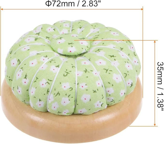 HARFINGTON Pin Cushions Sewing Needle Cushion Needle Holder Pincushions with Magnetic Wooden Base for Sewing Quilting Needlework DIY Crafts, Green White Red