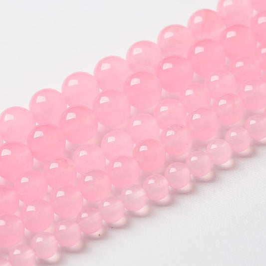 32pcs Natural Light Pink Chalcedony Stone Beads for Jewelry Making - Energy Healing Power Stone - DIY Bracelet Necklace Accessories - 15" (12mm, Light Pink Chalcedony)