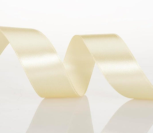 1 Inch Cream Yellow Solid Satin Ribbon, 50 Yards Craft Fabric Ribbon for Gift Wrapping Floral Bouquets Wedding Party Decoration