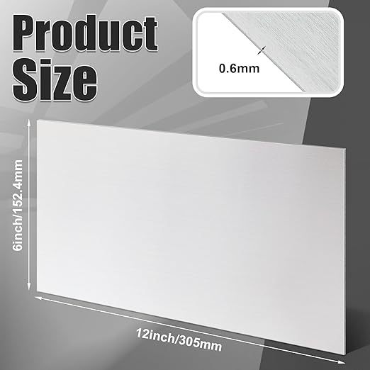 1 Pcs 430 Stainless Steel Sheet Metal 12 x 6 Inches 24GA Metal Plates Panel #4 Brushed Finish Magnetic Mount Board Wall Food Truck Restaurant Crafting Kitchen Floor Trailer Garage Gym