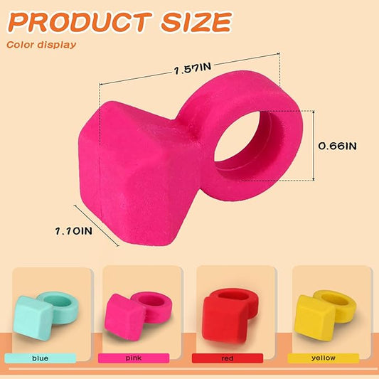 16 Pcs Eraser,Ring Erasers, 4 Assorted Colors, Funny Cute Rubber Erasers, Ring Shaped Pencil Eraser for Teachers, Office Use