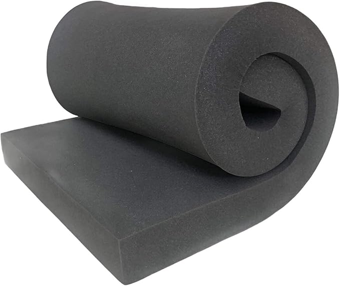 GoTo Foam 1" x 24" x 72" Black Upholstery Foam Sheet - 1.8 Density, Firm (44 ILD), Open-Cell Polyurethane - Cushion Replacement, DIY, Soundproofing