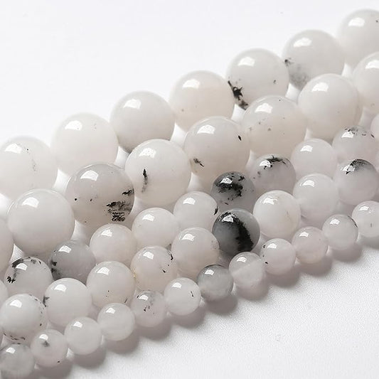36pcs 10mm Natural Black Rutilated Quartz Crystal Jade Stone Beads for Jewelry Making Energy Healing Power Stone Beads DIY Bracelet Necklace Accessories 15" (10mm, Black Rutilated Quartz Jade)