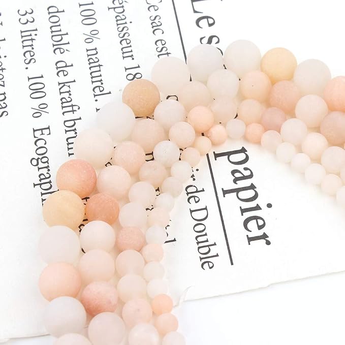 60pcs Natural Matte Light Pink Aventurine Gemstone Beads,6mm Frosted Round - Image 7