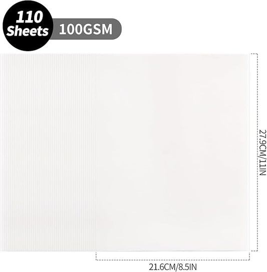 110 Sheets Transparent Vellum Paper - 8.5 x 11in 100GSM Translucent Matte Art Paper for DIY Printing Drawing Wedding Invitations Greeting Cards Decor Gift Wrapping PAP02TP110