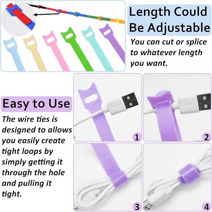 80pcs Cable Ties Reusable Macaron-inspired Color Wire Ties Cable Management - Image 6