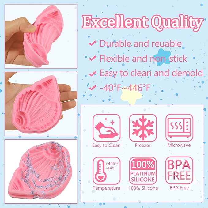 1Pcs Conch Cake Decoration Silicone Mold, Ocean Shell Candy Fondant Molds, Suitable for Chocolate Fudge Cookies Beach Theme Party Baking, Flower Paste UV Resin Clay Modeling