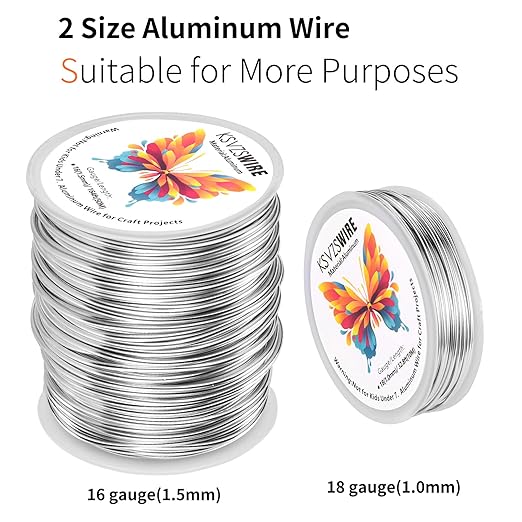 16 Gauge(1.5mm) Aluminum Wire 164 Feet(50M) KSVZS Bendable Metal Wire for Crafts, Sculpting, Armature, Jewelry Making【3-in-1】+18Gauge(1.0mm) 32.8Ft(10M)+1 Pliers(Silver)…