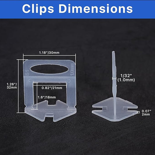 2200 Pcs Tile Leveling System Clips 1/32" (1.0mm) for Ceramic Tile and Stone Installation - DIY Tile Leveler Spacers Kit for Perfect Alignment(2200, 1/32)