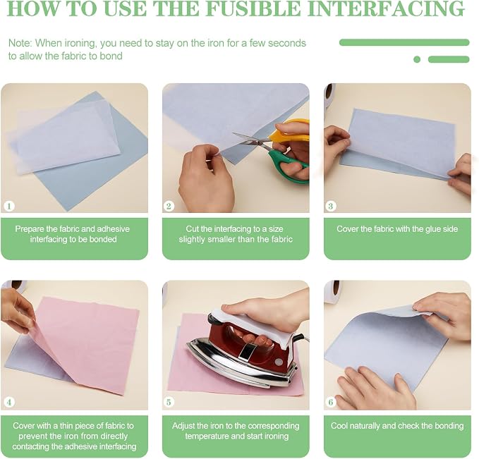 Lightweight Interfacing Fabric for Sewing: Iron On Fusible Interfacing | 11.6" - Image 7