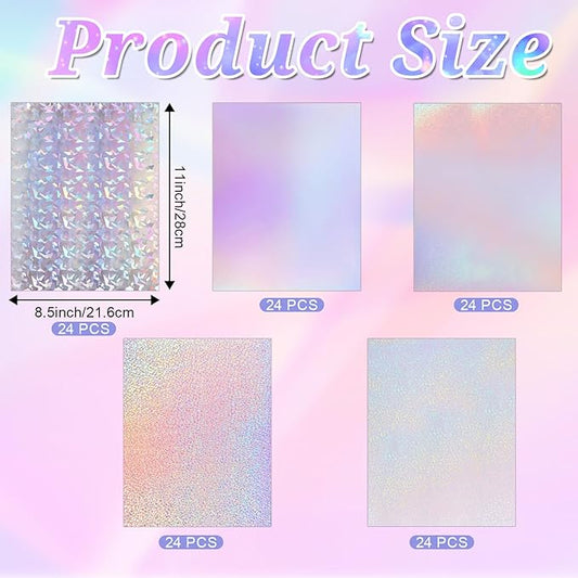 120 Sheets Holographic Sticker Paper, Vinyl Waterproof Laminating Sheets Self-Adhesive Overlay Laminate Sticker Transparent Rainbow Laminate Film 5 Styles Mixed (11 × 8.5 Inch)