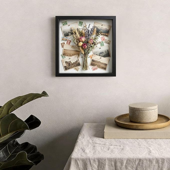 Black 5x5 Shadow Box Display Frame, Premium Linen Backboard and Included - Image 6
