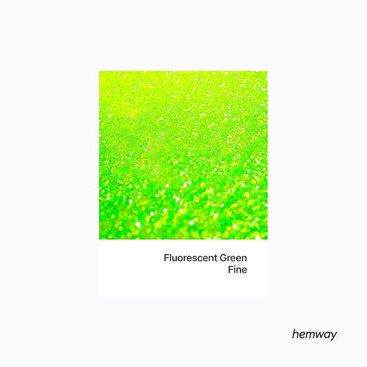 Hemway Polyurethane & Epoxy Resin Glitter 100g / 3.5oz Metallic Crystal Flake Additive for Flooring Jewelry Tumblers Glass Pigment - Fine (1/64" 0.015" 0.4mm) - Fluorescent Green