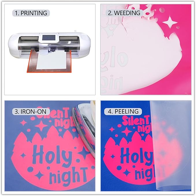 guangyintong Glow in The Dark Heat Transfer Vinyl HTV Rolls, 12" x 8ft Luminous Pink Iron on Vinyl for T-Shirts Costumes, PU Elastic HTV Vinyl for All Cutter Machines Easy to Cut & Weed