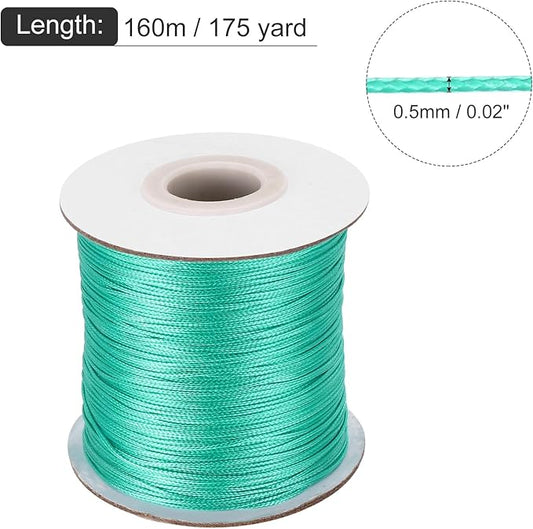 MECCANIXITY Waxed Cord 0.5mm Waxed Polyester Cord 175 Yard Wax String for Bracelet Making, Necklaces, Beading, Jewelry Making and DIY Crafts(Cyan)