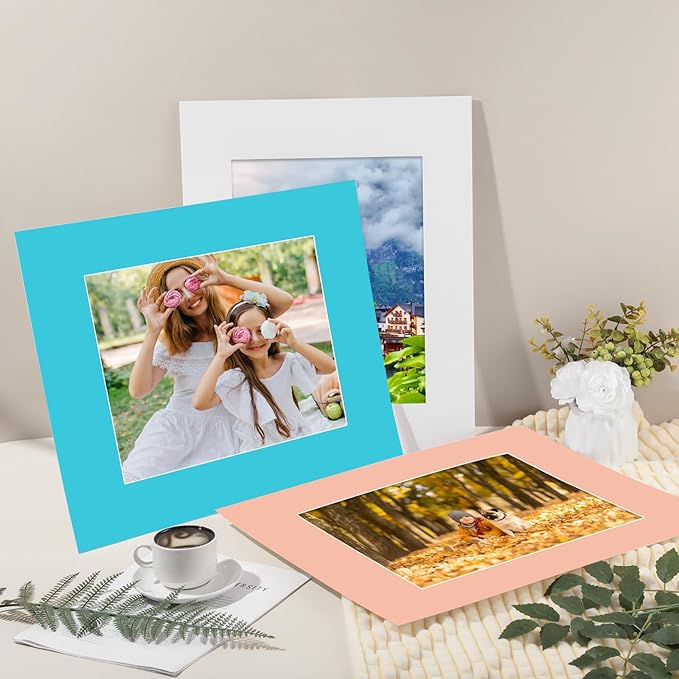 15 Pack 20x16 Picture Mats, Mixed Colors Frame Mattes for 11x14 Pictures Photo Frame Mat Core Bevel Cut Mat Board Show Kit for Photos, Prints, Artworks