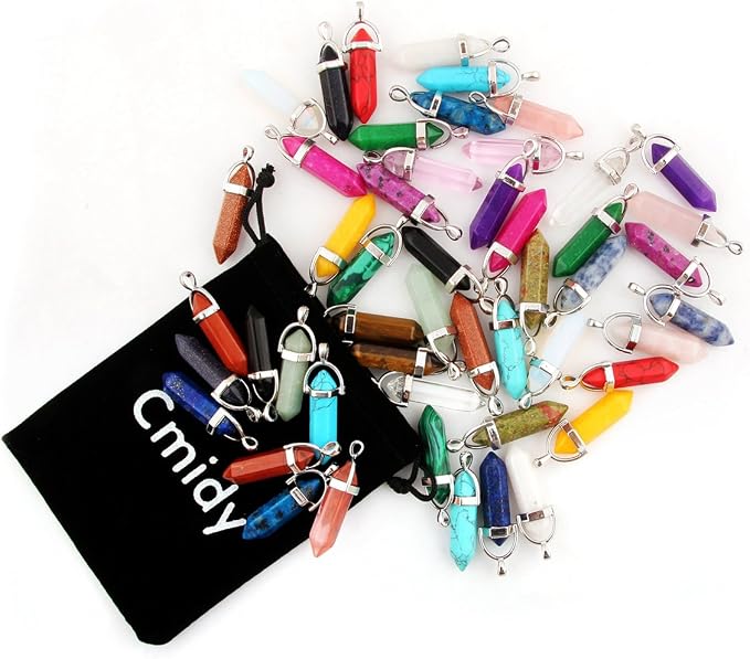Crystal Pendants Mutilcolor 50pcs Gemstone Bullet Meditation Healing Pointed - Image 7