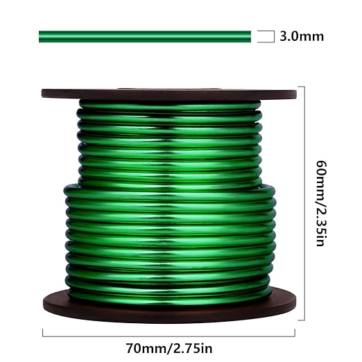 Aluminum Craft Wire, 32.8 Feet 3.0 mm/ 8 Gauge Green Bendable Soft Metal Aluminum Wire Roll Bulk for DIY Crafts Sculpting Jewelry Making