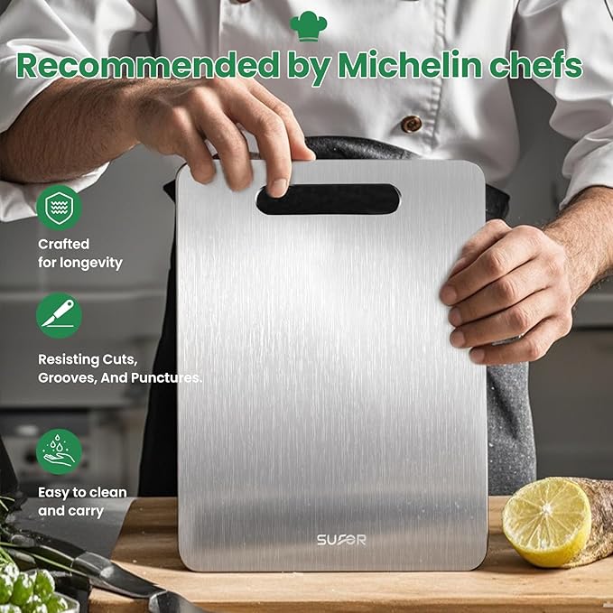 100% Pure Titanium Cutting Board for Kitchen - Dishwasher Safe,non toxic Chopping Board,Double-side Charcuterie Board For Kitchen Outdoor Camping,Housewarming Gifts for Friend(18 * 12)