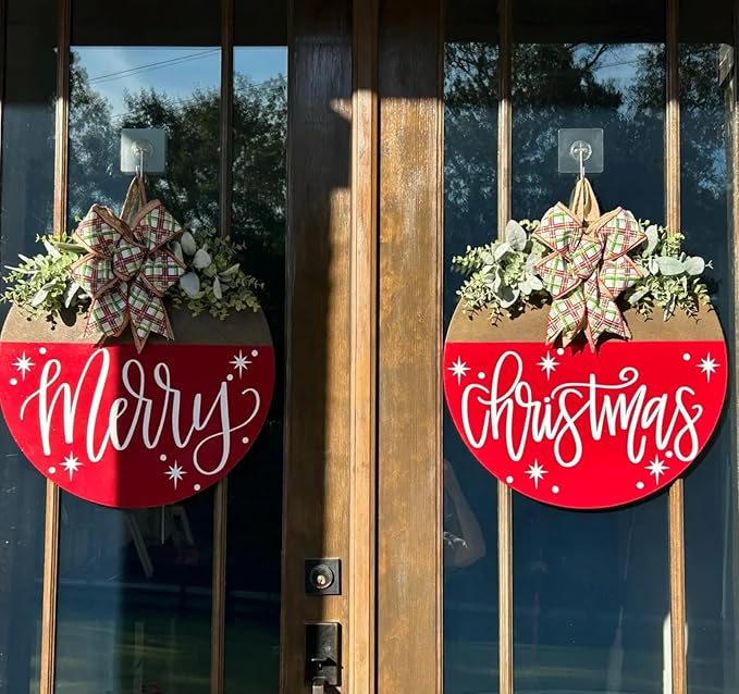 12” Christmas Stencils for Painting on Wood Merry Christmas Stencils for Crafts Reusable Holiday Stencil Drawing Templates for Door Hanger Porch Wreath Doormat Decor