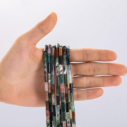 Natural Indian Agate Cylinder Tube Beads 4x13mm 38cm/str Loose Semi Gemstone Stone Beads for Making Bracelets Necklace Earrings