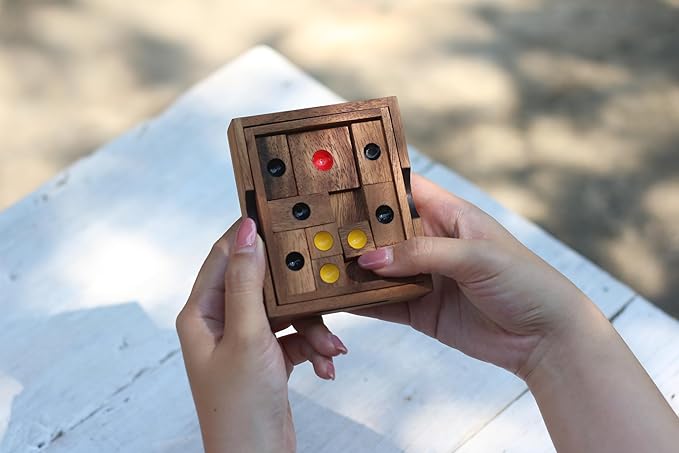 Setting Sun: STEM Sliding Block Puzzle AKA Huarong Dao or Klotski from SiamMandalay with SM Gift Box(Pictured) Improve Critical Logical Thinking with an Eco Friendly Handmade Educational Game