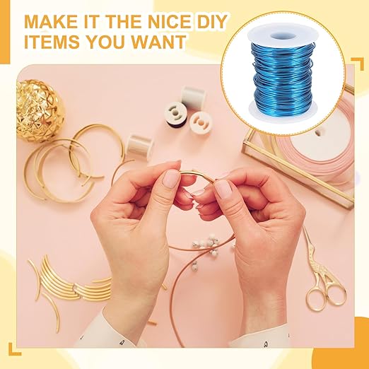 uxcell 16 Gauge / 1.5mm Anodized Aluminum Wire for Jewelry Craft Making, 102 Feet Bendable Flexible Wire for DIY Home Decor Gardening Sculpture, Blue