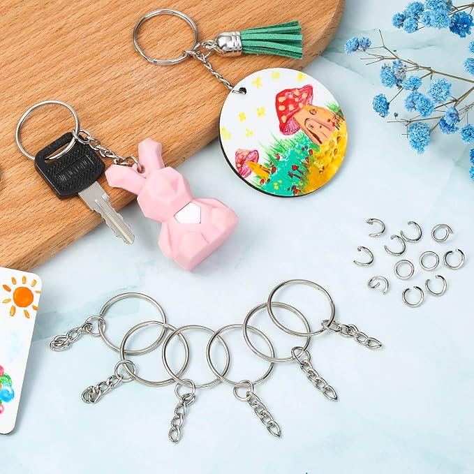 Paxcoo 50Pcs Keychains with Chain and 50 Pcs Jump Rings, Keychain Rings Kit - Image 8
